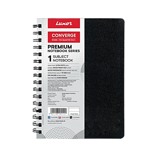 Luxor A4 Premium Ruled Notebook - Spiral Binding, 160 Pages, 1 pc
